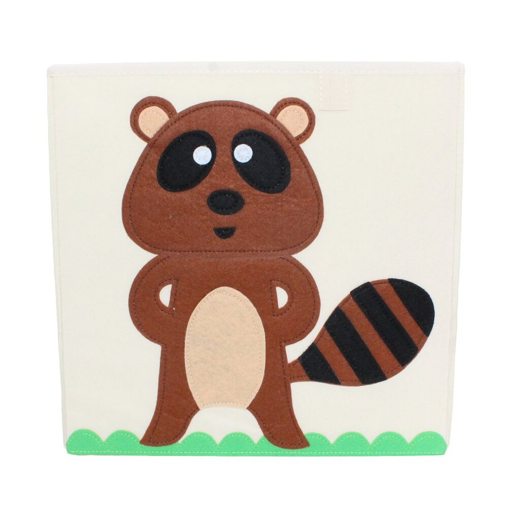Sturdy Storage Collapsible Organizer Racoon Graphic Square Cube Bin - 13inch